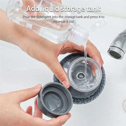 Soap Dispensing Palm Brush Multifunctional Cleaning Brush I Automatic Liquid Tank Kitchen Utensils Sink Cleaning Brush Scrubber, Dish Bowl Washing Brush
