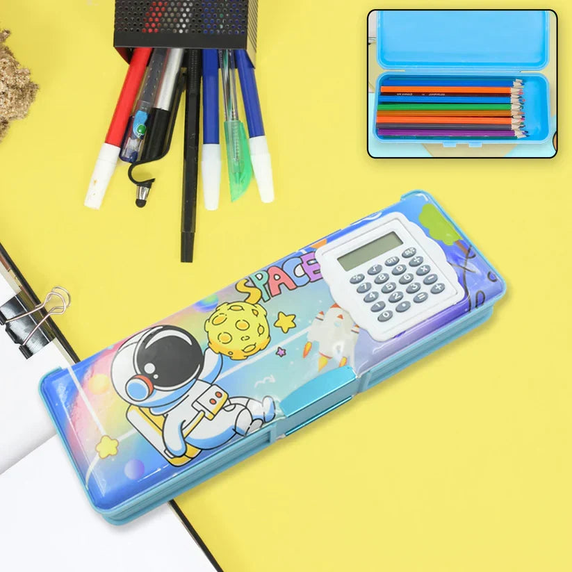 Magnetic Geometry Box - Double-Sided Pencil Case with Calculator for Students