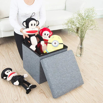 Living Room Cube Shape Sitting Stool with Storage Box.