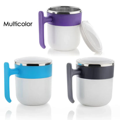 Stainless Steel Insulated Coffee/Tea Mug with Lid – Double Wall Hot Beverage Travel Cup, Milk Mug for Office & Home Use (1 Pc)