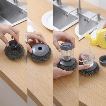 Soap Dispensing Palm Brush Multifunctional Cleaning Brush I Automatic Liquid Tank Kitchen Utensils Sink Cleaning Brush Scrubber, Dish Bowl Washing Brush