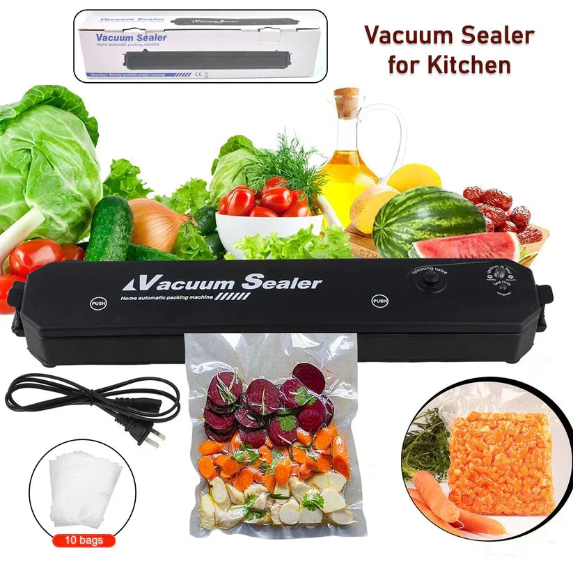 Vacuum Sealer Machine with 10 Bags, Automatic Hands-Free, Smart Food Preservation (1 Set)