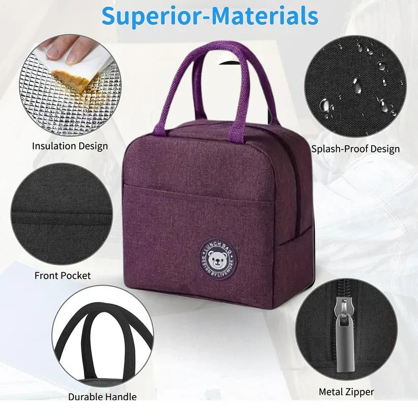 Lunch Box Bag for Women Men Insulated Lunch Bag With Zipper (1 Pc)