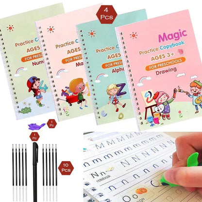 4 Pc Magic Copybook widely used by kids, children’s and even adults also to write down important things over it while emergencies etc.